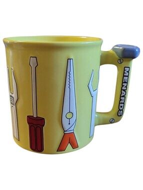 Menards Yellow 3D Tools Mug Cup Pliers Wrench Screwdriver Lrg 14 oz Coffee Tea